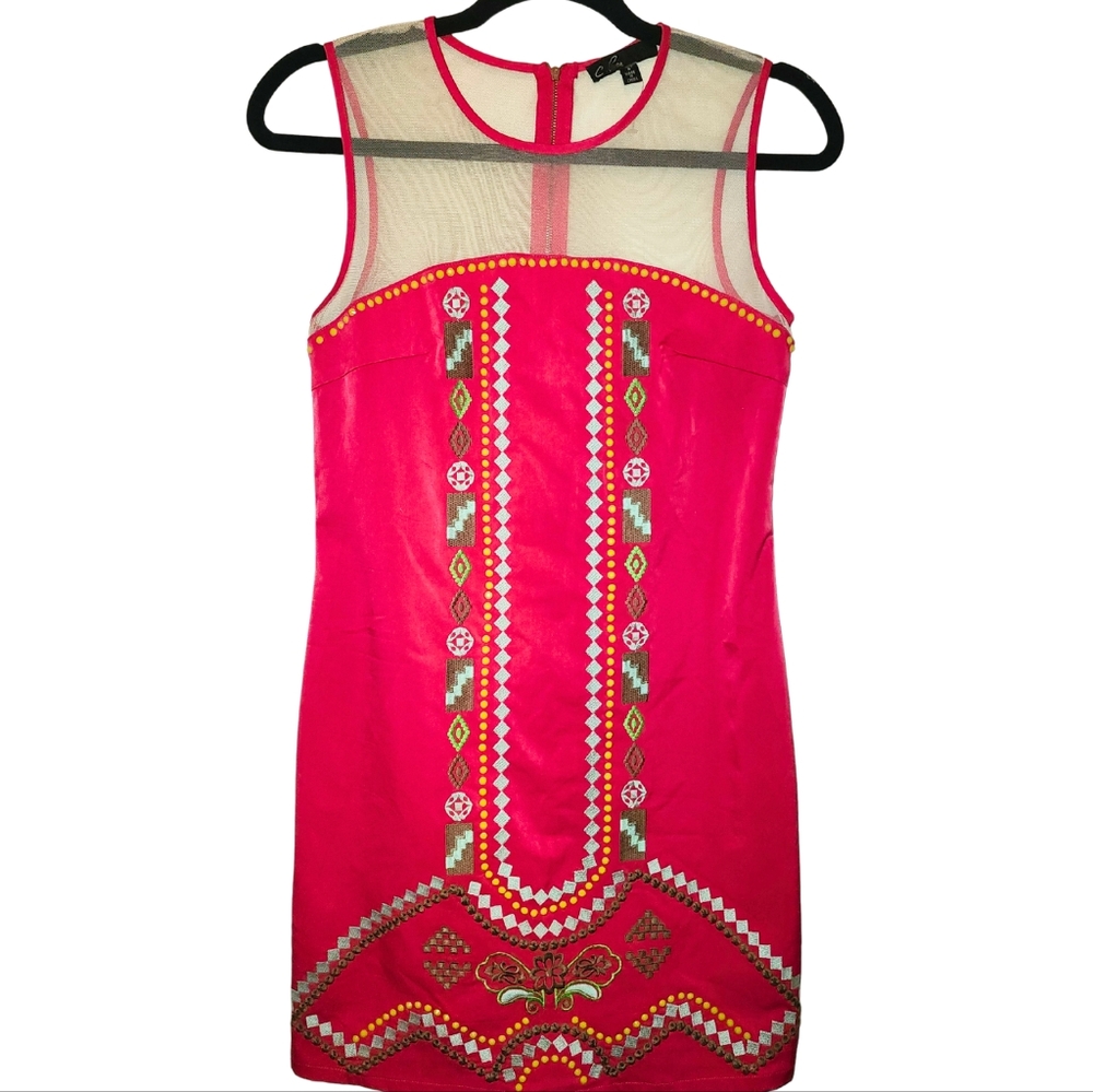 C. Luce Hot Pink Embroidered Embellished Dress
